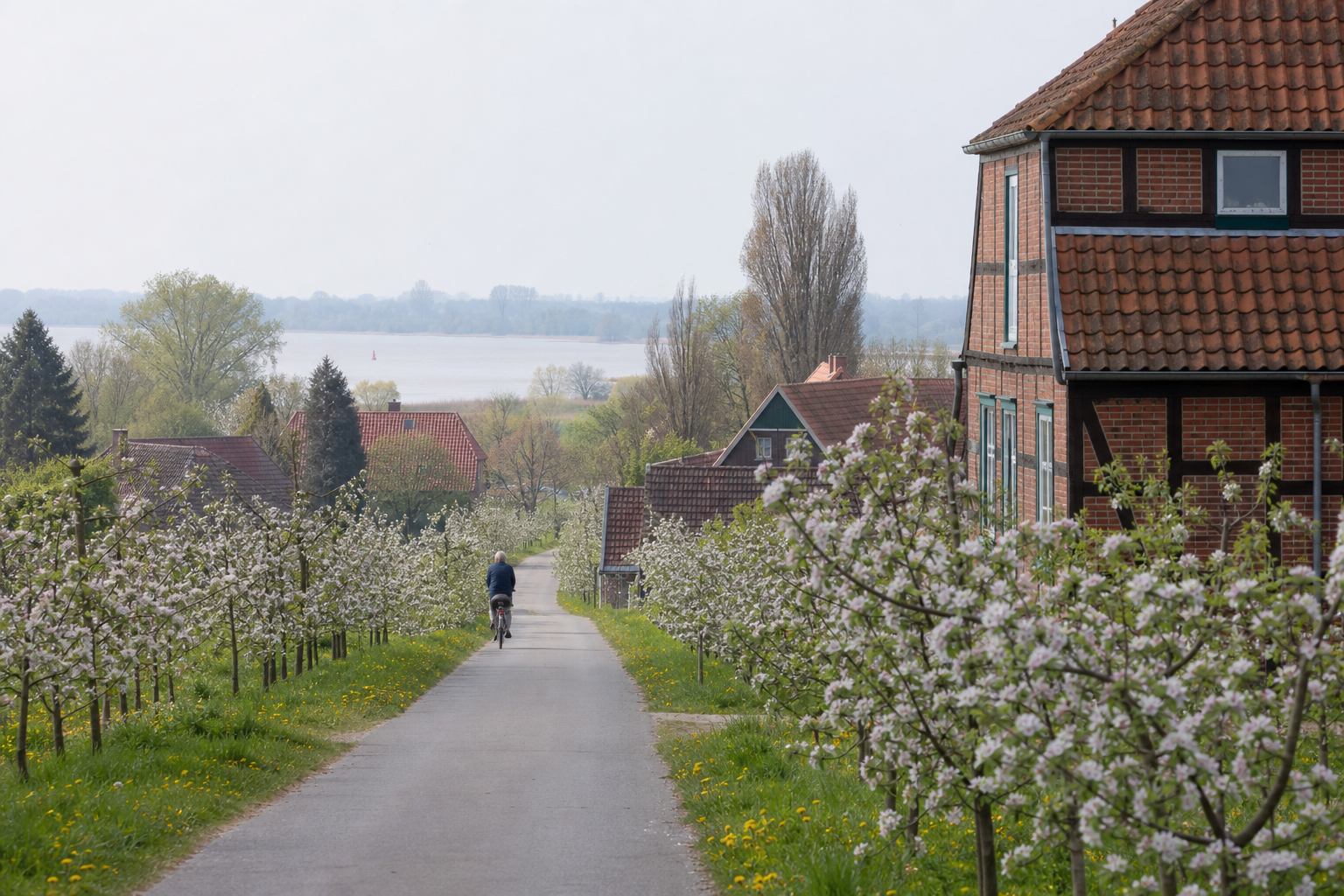 Morgenlicht in einem Apfelgarten im Alten Land