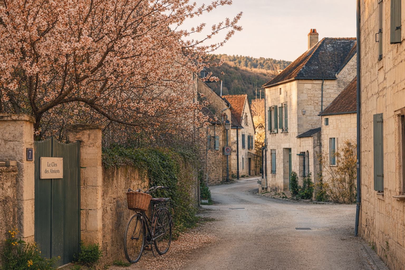 Frühlingslicht in einem alten Dorf